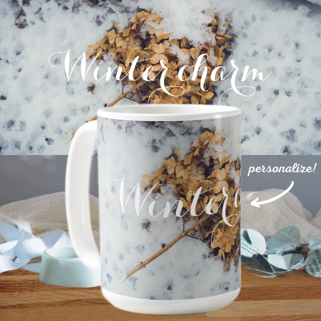 Caneca De Café Flor de Hortensia na neve (Criador carregado)