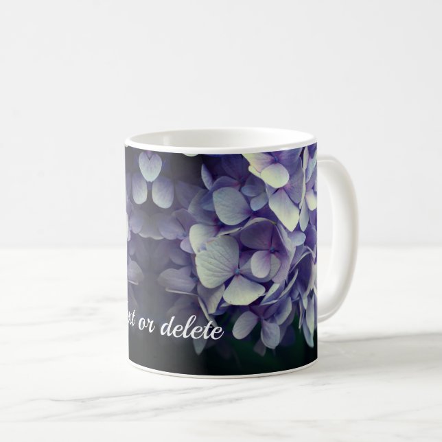 Caneca De Café Flor de Hydrangea Azul Personalizado (Frente Esquerda)