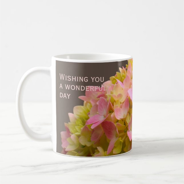 Caneca De Café Flor de Hydrangea de Primavera Inspiradora Persona (Esquerda)