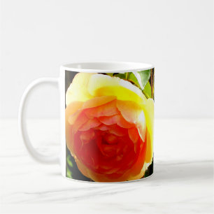 Caneca De Café Flor de laranja amarelo-rosa elegante