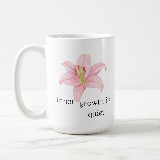 Caneca De Café Flor de Lírio Rosa Inspiração de Crescimento Inter (Esquerda)