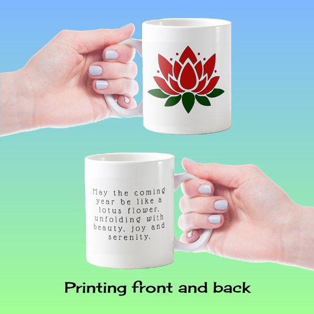 Caneca De Café Flor de lótus afirmação do seu texto (Criador carregado)
