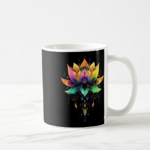 Caneca De Café Flor de Lótus Arco-íris Boêmio Mandala Yoga Chakra