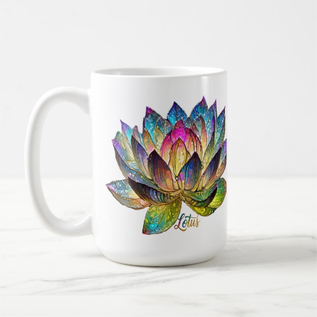 Caneca De Café Flor de Lótus Colorida em Vidro Pintado (Esquerda)