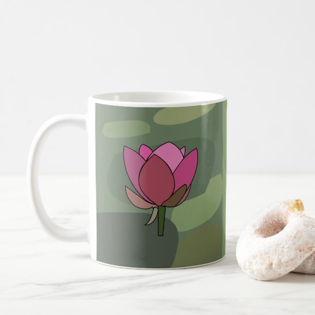 Caneca De Café Flor de Lótus Rosa  (Com Donut)
