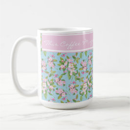 Caneca De Café Flor de Maçã Rosa no Azul-Céu, Banda rosa para o n