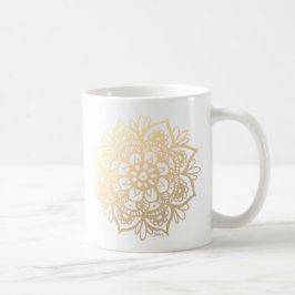 Caneca De Café Flor de Mandala Dourado