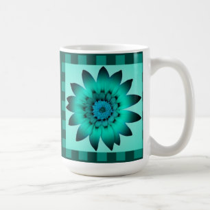 Caneca De Café Flor de margarida azul cadete, riscas de padrão -