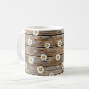 Caneca De Café Flor de Margarida de Madeira Falsa