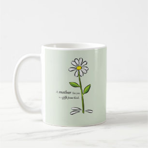 Caneca De Café Flor de Margarida Verde Religiosa do Dia das Mães