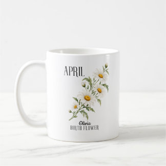 Caneca De Café Flor de Nascimento Aquarela Daisy de Abril