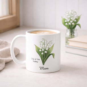 Caneca De Café Flor de Nascimento da Mãe em Maio Lírio-do-Valle