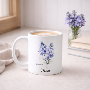 Caneca De Café Flor de Nascimento de Julho da Mamãe Esporão-de-ca