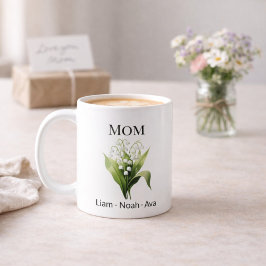 Caneca De Café Flor de Nascimento de Maio da Mamãe com os Nomes d
