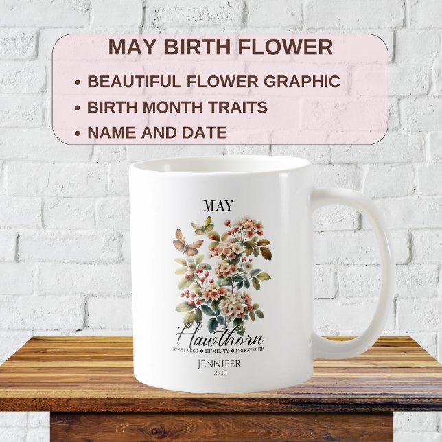 Caneca De Café Flor de Nascimento de Maio Personalizável Espinhei (Criador carregado)