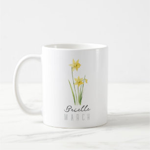 Caneca De Café Flor de Nascimento de Março c/Nome – Narciso