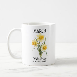 Caneca De Café Flor de Nascimento de Março Narciso