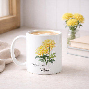 Caneca De Café Flor de Nascimento de Novembro da Mamãe Crisântemo