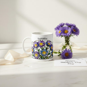 Caneca De Café Flor de Nascimento em Vidro Estampado Aster Setemb