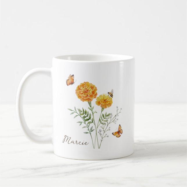 Caneca De Café Flor de Nascimento Marigold (Esquerda)