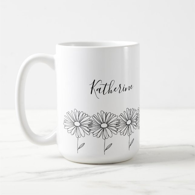 Caneca De Café Flor de Nascimento personalizada April daisy (Esquerda)