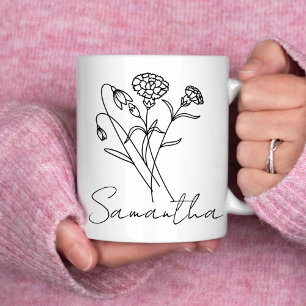 Caneca De Café Flor de Nascimento Personalizada com Proposta de N