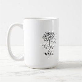 Caneca De Café Flor de Nascimento Personalizada de Crisântemo de 