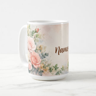 Caneca De Café Flor de Nascimento Personalizada de Junho Rosa & M