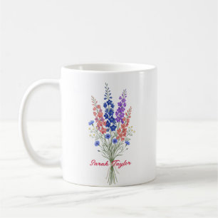 Caneca De Café Flor de Nascimento Personalizada Larkspur Custom