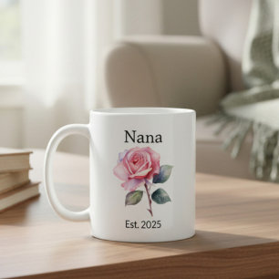 Caneca De Café Flor de Nascimento Rosa de Junho para Nana com Ano