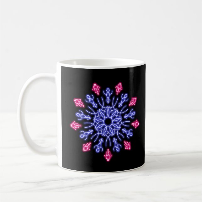 Caneca De Café Flor de néon azul e vermelha (Esquerda)