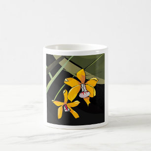 Caneca De Café Flor de Orquídea Amarela Botânica Tropical
