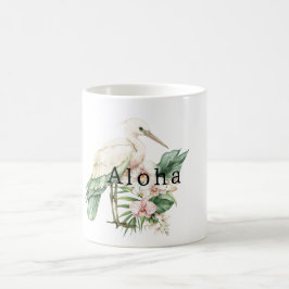 Caneca De Café Flor de Orquídea Rosa de Pássaro Tropical Aloha