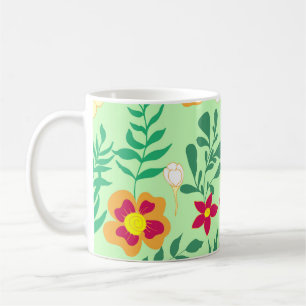 Caneca De Café Flor de padrão sem soldadura e decor de saída para