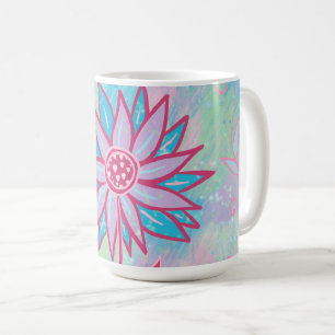 Caneca De Café Flor de Pastel, desenhado à mão,