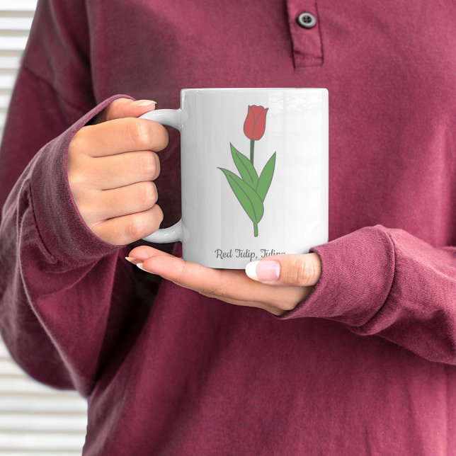 Caneca De Café Flor de Pastel Vermelho Botânico (Botanical Red Tulip Mug)