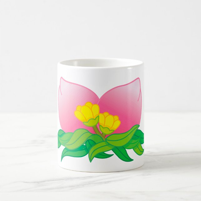 Caneca De Café Flor de Pétala Rosa com Flores Amarelas (Criador carregado)