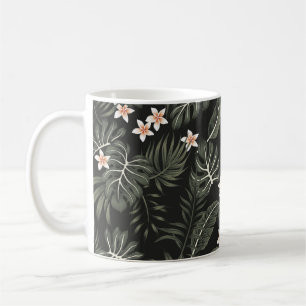 Caneca De Café Flor de plumeria tropical, estrelitzia, palma