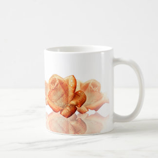 Caneca De Café Flor de Rosa de Coral com Música em Folha