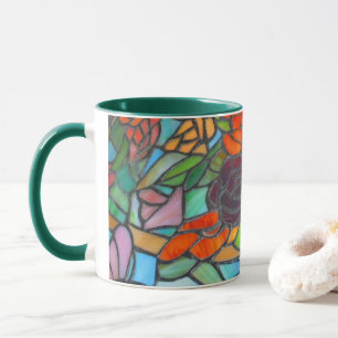 Caneca de Café Flor de Rosa Marrom Vidro Fosco