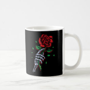 Caneca De Café Flor de Rosa vermelha de Mão do Esqueleto