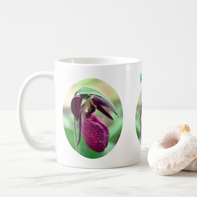 Caneca De Café Flor de Slipper Rosa Personalizado (Com Donut)