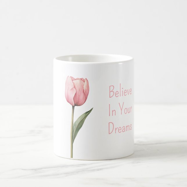Caneca De Café Flor de Tulipa Rosa Acredite (Centro)