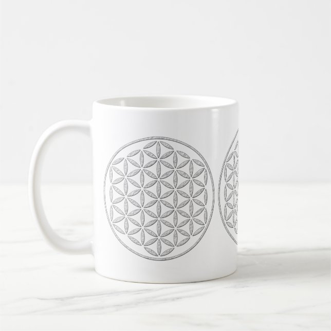 Caneca De Café Flor De Vida / Blume des Lebens - Branco (Esquerda)