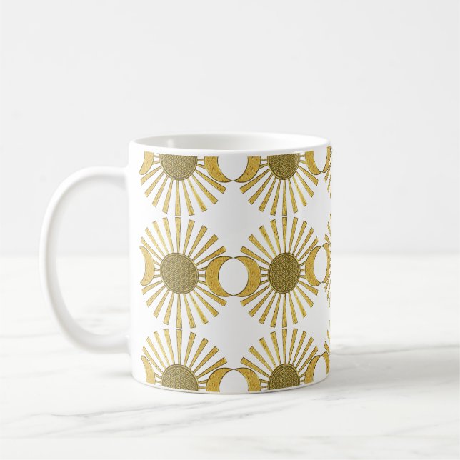 Caneca De Café Flor De Vida / Blume des Lebens - Lua Dourada (Esquerda)
