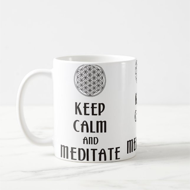 Caneca De Café Flor de vida - MANTER CALM e MEDITATE (Esquerda)