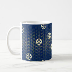 Caneca De Café Flor de Vida - padrão sem costura - bege azul