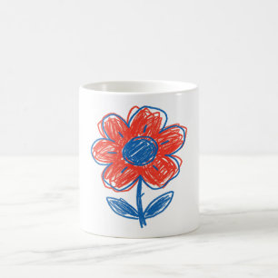 Caneca De Café Flor Desenhada à Mão Floral Doodle