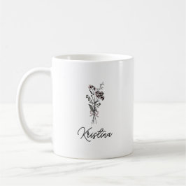 Caneca De Café Flor do Mês de Maio & Nome com Letra Elegante