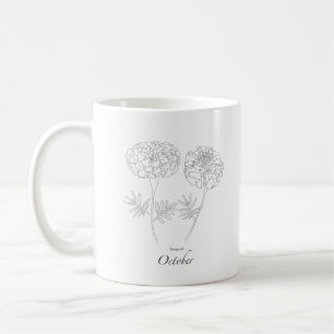 Caneca de Café Flor do Mês de Nascimento de Outubr
